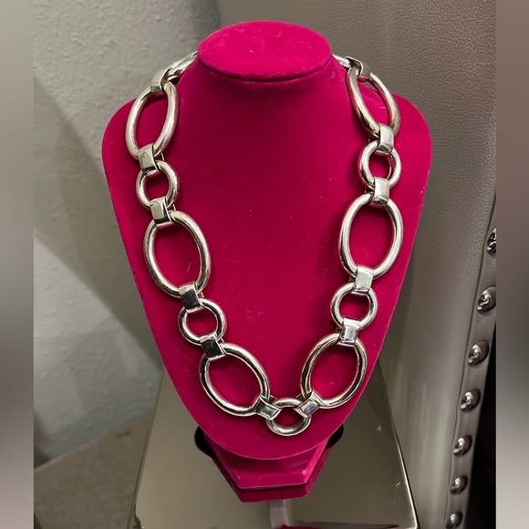 Chaps Jewelry - Silver Oversized Link Necklace - Women's Fashion Jewelry